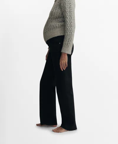 Mango Women's Maternity Wide Leg Jeans In Black Denim