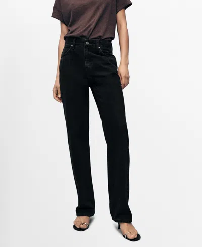 Mango Women's Matilda High-rise Straight Jeans In Black