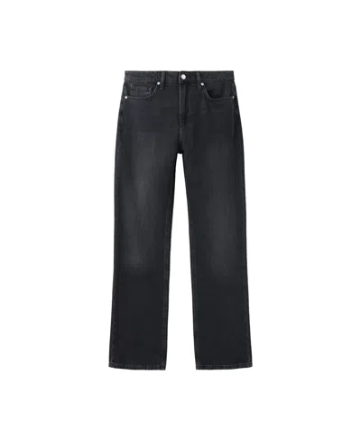 Mango Women's Matilda High-rise Straight-leg Jeans In Black Denim