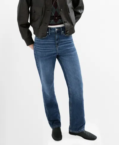 Mango Women's Matilda Mid-rise Straight Jeans In Blue