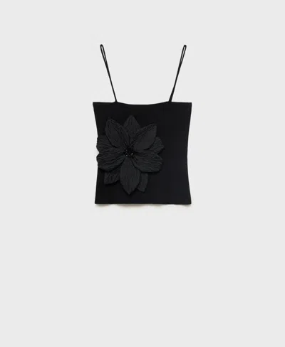 Mango Women's Maxi Flower Detail Bandeau Top In Black