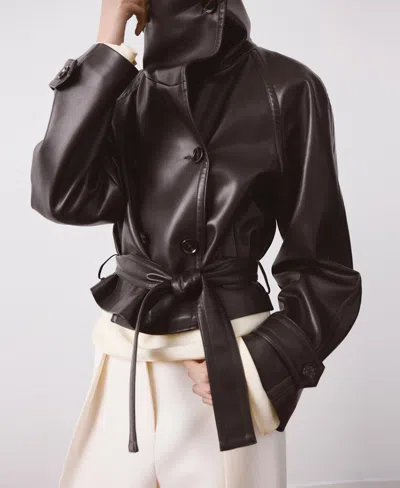 Mango Women's Maxi Lapels Faux-leather Jacket In Burgundy