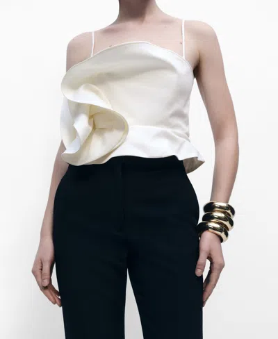 Mango Women's Maxi Ruffle Top In White