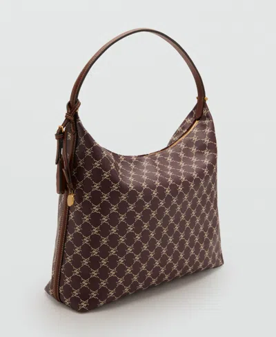 Mango Women's Medium Logo Shoulder Bag In Burgundy