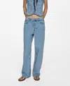 Mango Denim Gilet With Pockets Medium Blue In Medium Blue