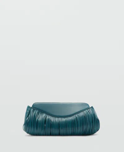 Mango Women's Medium Sized Leather Handbag In Prussian Blue