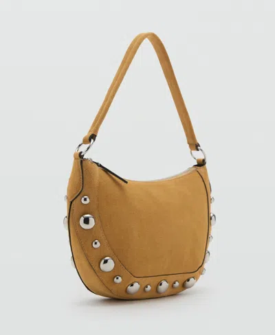 Mango Women's Medium Studded Suede Handbag In Neutral