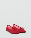 Mango Mesh Ballerina Flat In Red