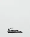 Mango Ankle Strap Ballet Flat In Black