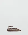 Mango Ankle Strap Ballet Flat In Brown