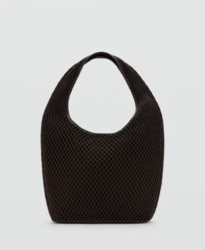Mango Women's Mesh Bucket Bag In Dark Brown