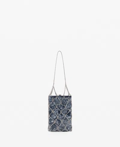 Mango Women's Mesh Crystal Handbag In Petrol Blue
