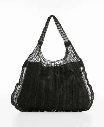 Mango Women's Mesh Pattern Shopper Bag In Black