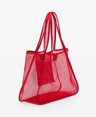 Mango Women's Mesh Shopper Bag In Red