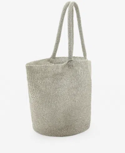 Mango Women's Mesh Shopper Bag In Silver
