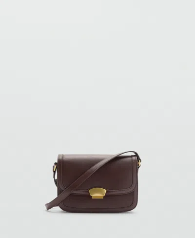 Mango Women's Metal Closure Crossbody Bag In Chocolate