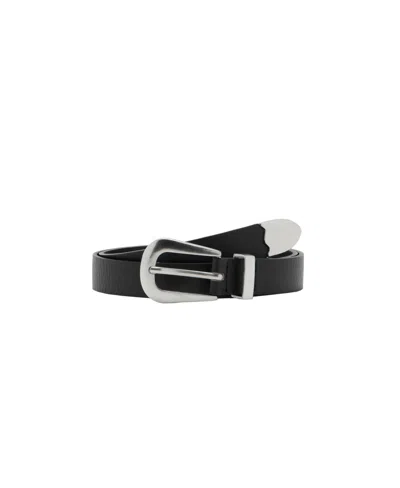 Mango Women's Metal Detail Leather Belt In Black