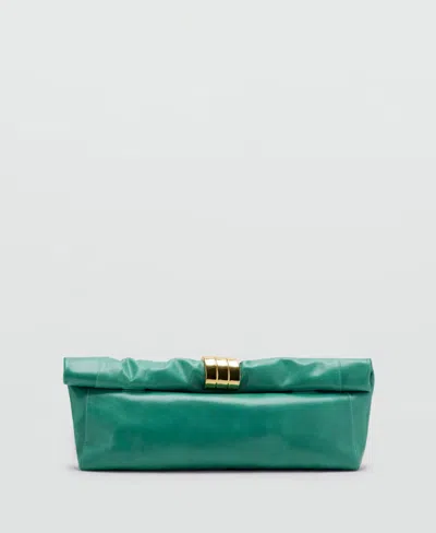 Mango Women's Metal Detail Leather Handbag In Green