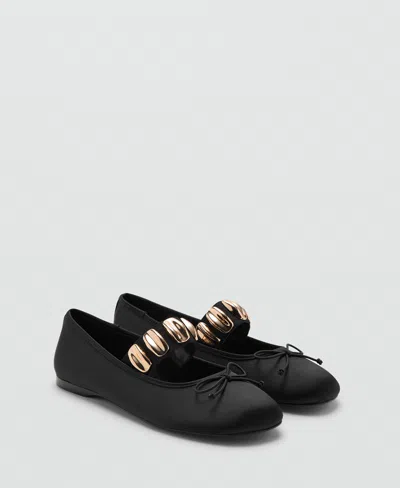 Mango Ballerina With Metallic Appliqué Straps Black