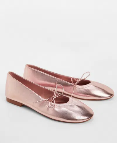 Mango Metallic Ballerinas Pink In Pinl