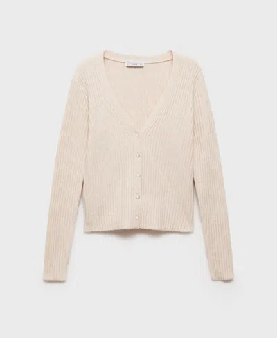 Mango Women's Metallic Buttons Knitted Cardigan In Light,pastel Grey