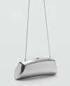 Mango Metallic Frame Clutch In Silver