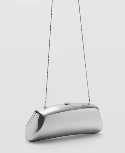 Mango Women's Metallic Clutch Bag In Silver