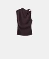 Mango Ruched Asymmetric Top In Burgundy