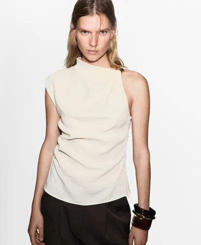 Mango Women's Metallic Detail Asymmetrical Blouse In Neutral