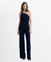 Shop Mango Women's Metallic Detail Asymmetrical Jumpsuit In Night Blue