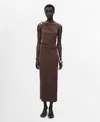 Mango Draped Body-con Maxi Dress In Brown