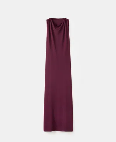 Mango Women's Metallic Detail Draped Dress In Burgundy