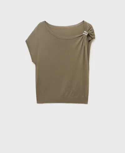 Mango Women's Metallic Detail Fine-knit Sweater In Medium Brown