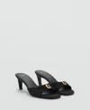 Mango Jacquard Kitten Heel In Black