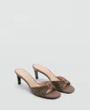Mango Heeled Sandals With Metallic Detail Brown In Brown