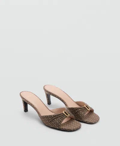 MANGO WOMEN'S METALLIC DETAIL HEELED SANDALS