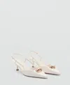 Mango High Heel Shoe With Metallic Detail White In White