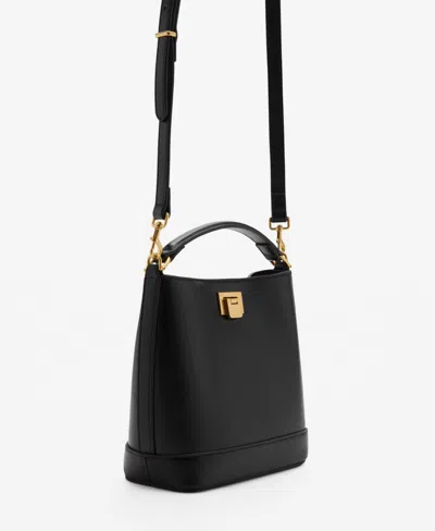 Mango Women's Metallic Detail Mini Shopper Bag In Black