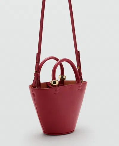 Mango Women's Metallic Detail Mini Shopper Bag In Burgundy