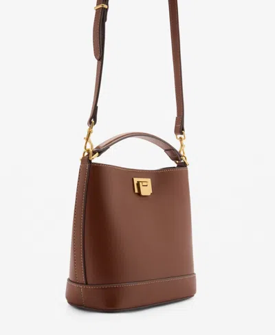 Mango Women's Metallic Detail Mini Shopper Bag In Leather