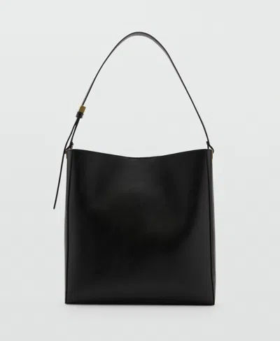 Mango Women's Metallic Detail Shopper Bag In Black