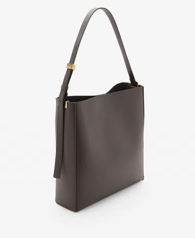 Mango Women's Metallic Detail Shopper Bag In Gray