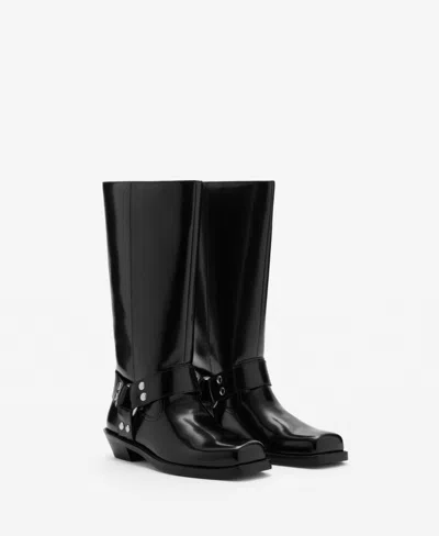 Mango Women's Metallic Details Square Toe Boots In Black