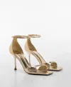 Mango Metallic-effect Heeled Sandals Gold In Gold