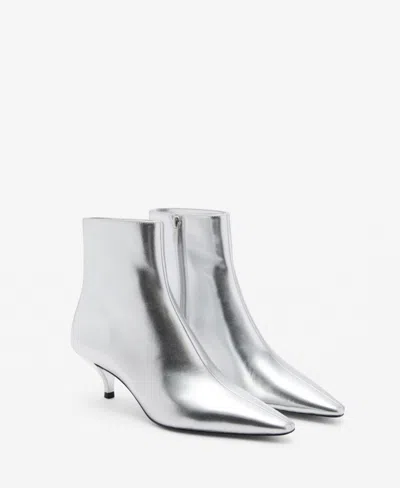Mango Women's Metallic Effect Pointed Toe Boots In Silver