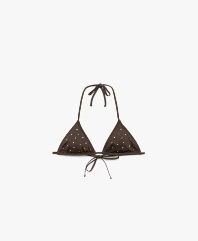 Mango Women's Metallic Embellishments Triangle Bikini Top
