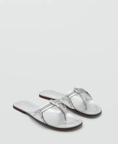 MANGO WOMEN'S METALLIC LEATHER SANDALS