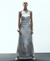 Mango Women's Metallic Open Back Dress In Silver