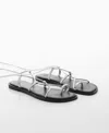 Mango Women's Metallic Snake Sandals In Silver