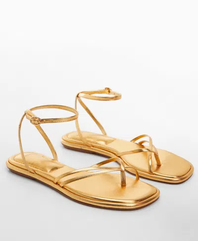 Mango Women's Metallic Strap Sandals In Gold